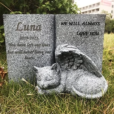 Image of CUDMORERBE Personalized Pet Tombstone Cat Memorial Stone, Headstone, Grave Marker Garden Stones, Engraved with Name Name, Date, Quote of Your Pet