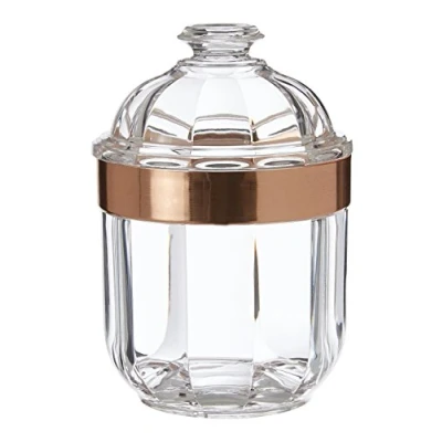 Image of Premier Housewares 1601669 Clear Canister, Acrylic, Rose Gold, 10 x 15 cm