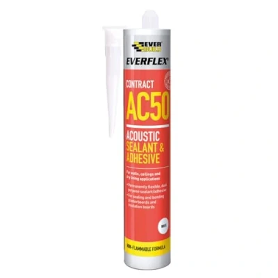 Image of Everbuild Everflex AC50 Contract Acoustic Sealant and Adhesive, White, 900 ml