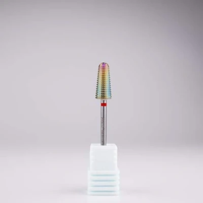 Image of New* Apex® Professional Tungsten Carbide Electric Nail Drill Bit 3/32 inch, 2.35mm Shank for Gels, Acrylics, Art, Manicure, Pedicure, Salon Nails (Volcano Rainbow 2 Way) (Fine)