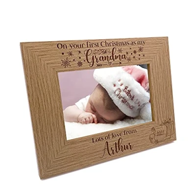 Image of Personalised My First Christmas as Grandma Landscape Photo Frame (5 x 7 Inch)