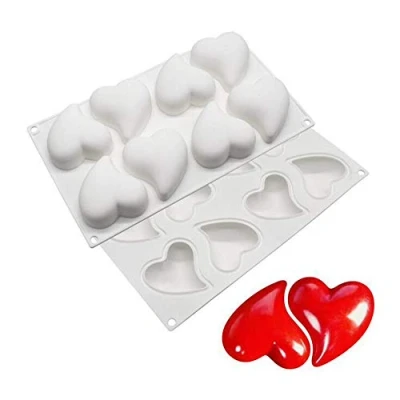 Image of XiaoShenLu Silicone Mousse Cake Molds 3D Bakeware DIY Mould, 8 Holes Twisted Hearts