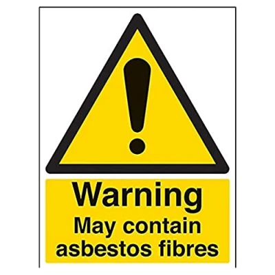 Image of V Safety Warning Asbestos Fibres Sign 300mm x 400mm 1mm Rigid Plastic
