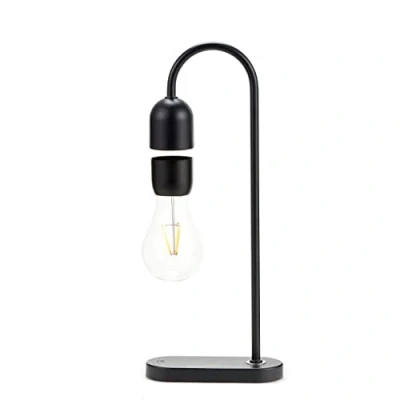 Image of Gingko Design Evaro Light Bulb Lamp, Filament Warm Yellow Bulb, Minimalist, Modern Smart Levitating Desk 12V 1A AD Adapter Included, Touch Control Engraved Button, Premium Gift Box(Black) (G029)