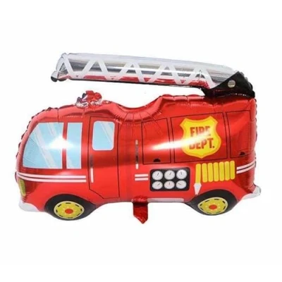 Image of Fire Truck Vehicle Foil Balloon, 87cm (2 pack)
