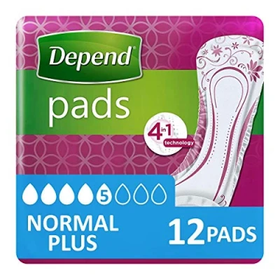 Image of Depend Pads for Urine Loss, Absorbents, Beige Pack of 1 Normal Plus Única