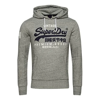 Image of Superdry HOOD Sweatshirt, Men&#039;s, Size: 14, Grey marl