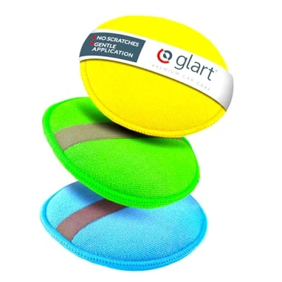 Image of Glart 43PP Microfiber Car Hand Polishing Sponge 3 piece set, 130 x 25 mm, Wax Applicator Pad for Waxes, Polishes, Paint Cleaners, Polish, Sealant, instead of a Machine with