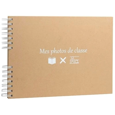 Image of Exacompta Ref 16029E Spiral Class Photo Album 50 Photos or 150 10 x 15 cm White Pages Format 32 22 Kraft Cover with Marking