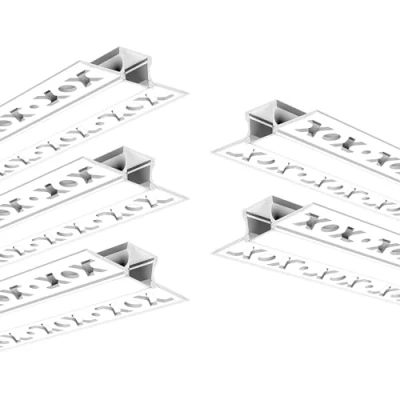 Image of G.W.S® Plaster in Trimless Recessed LED Profile, 5 Pack Aluminium Channel for Strip Light, 1 Metre 57mmx14.4mm (201 C5715)