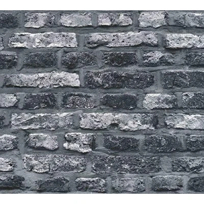 Image of A.S. Création Brick Wallpaper Elements Non Woven 10.05 m x 0.53 Grey Black Made in Germany 362812 36281 2