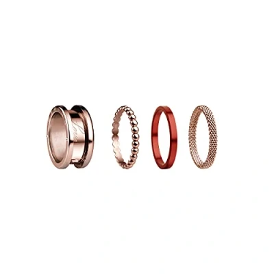 Image of BERING Exchangeable Ring Set for Women in Rose Gold and Black with the Distinctive Twist Change System, Symphony C