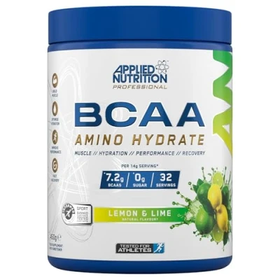 Image of Applied Nutrition BCAA Powder Branched Chain Amino Acids BCAAs Supplement, Hydrate Intra Workout &amp; Recovery Energy Drink (450g 32 Servings) (Lemon Lime)