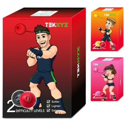 Image of TEKXYZ sphere, 2 Different sphere with Headband,Perfect for Agility, Punching Speed, Fight Skill and Hand Eye Coordination Training