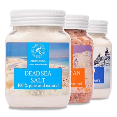 Image of Bath Salts Set Epsom Salt Himalayan Pink Dead Sea 100% Pure and Natural Body Care Best for Good Sleep Beauty Bathing Wellness Relax Aromatherapy Spa