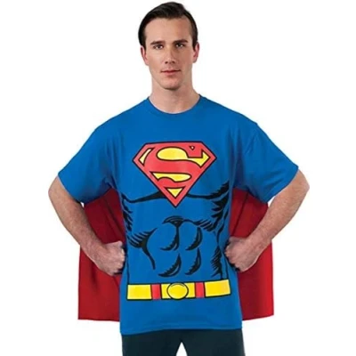 Image of Rubie&#039;s 880470M Official Superman T Shirt Set Costume, Men&#039;s, Medium Halloween