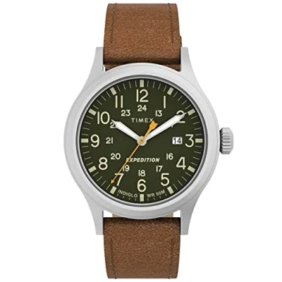 Image of Timex Expedition Scout Men&#039;s 40mm Leather Strap Watch TW4B23000