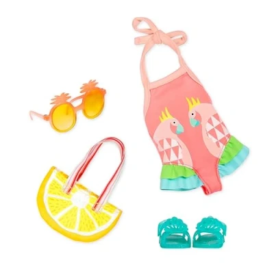 Image of Glitter Girls Doll clothes bathing outfit for 36 cm dolls swimsuit, sunglasses, beach bag and shoes accessories dolls, 3 years +