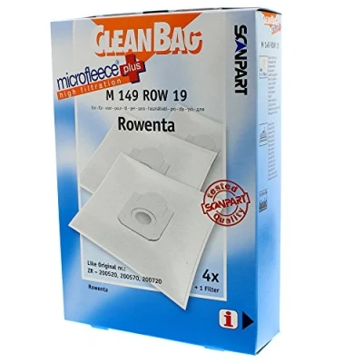 Image of CleanBag M 149 Row 19 Universal Dust Bag Vacuum Cleaner Accessory (Universal, Bag, White, Fleece, RO 6400 6499 Silence Force EA, ZR 200520, 200570, Rowenta EA)
