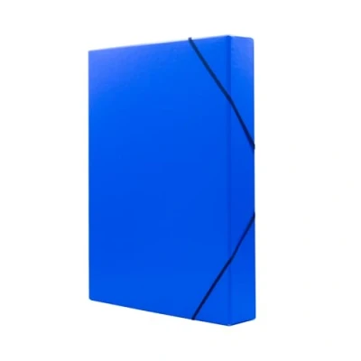 Image of Raylu Paper Project Folder Matt A4 with 5 cm Spine Width, Sturdy Cardboard and Closure Elastic Bands for School Projects or Office, File Size 34 x 24 (Blue)