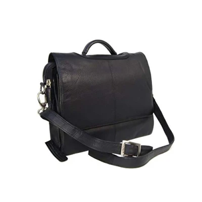 Image of VISCONTI Women&#039;s Leather Briefcase Medium Messenger Shoulder Bag Work for A4 Notebooks With Detachable Crossbody Strap 659 ALFIE Black