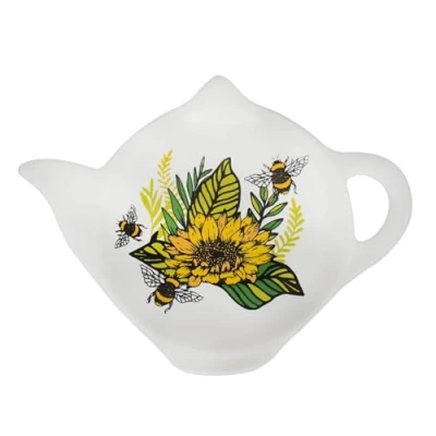 Image of Half Moon Bay Wildflowers Grow by Natasha Kirby Multicolor 4.7 x 3.5 Inch Ceramic Stoneware Tea Bag Coaster