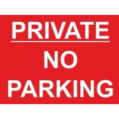 Image of (PLASTIC) 300mm x 200mm 3mm PRIVATE NO PARKING SIGN (WR)