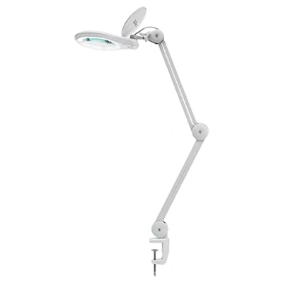 Image of (New Model) Neatfi 1,200 Lumens Super LED Magnifying Lamp with Clamp, 8X Desk Glass Light, Dimmable, 13CM Diameter Magnifier Lens for Reading, Crafts &amp; Hobby (White, 8 Diopter)