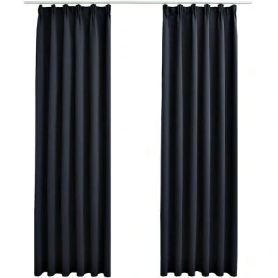 Image of vidaXL Blackout Curtains with Hooks 2 pcs Anthracite 140x225 cm