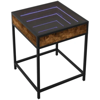 Image of vidaXL Bedside Table with Infinity LED Smoked Oak 40x40x51 cm