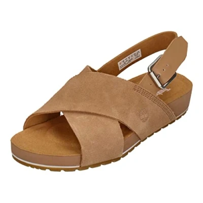 Image of Timberland Women&#039;s Malibu Waves X Strap Sandals, Light Brown, 4.5 UK