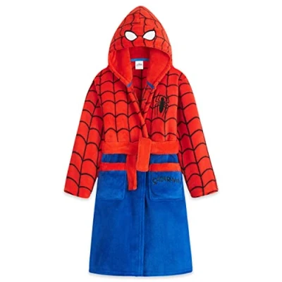Image of Marvel Boys Dressing Gown, Fluffy Gown (9 10 Years, Red/Blue)