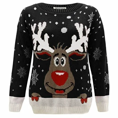 Image of Hamishkane® Kids Christmas Jumpers, Knitted Xmas Jumper for Boys, Novelty Pullover Long Sleeves Girls Reindeer Crew Neck Unisex Sweater Top