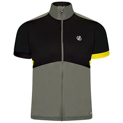 Image of Dare2b Protraction II Jersey Mens Cycling t Shirt Q WIC Plus Lightweight Fabric with Odour Repellent and Reflective Print Details Full Venting Zip Sport