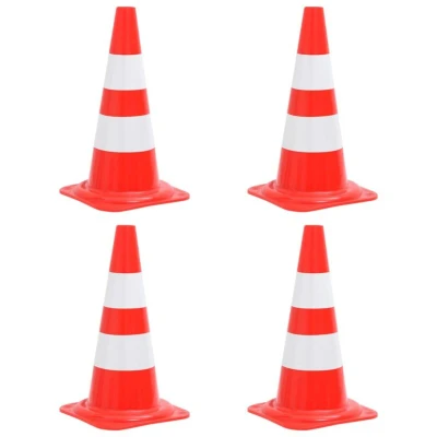 Image of vidaXL Reflective Traffic Cones 4 pcs Red and White 50 cm