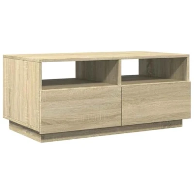 Image of vidaXL Coffee Table with LED Lights Sonoma Oak 90x49x40 cm