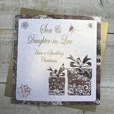 Image of SON &amp; DAUGHTER IN LAW Handmade Christmas Card by White Cotton Cards