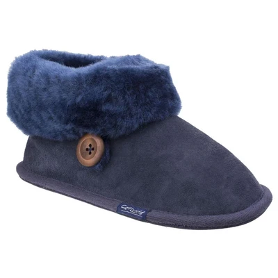 Image of Cotswold Womens Wotton Sheepskin Bootie Navy Leather Size 5 (UK Shoe)