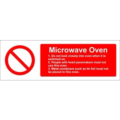 Image of Hygiene Catering Microwave Oven Safety Sign Self Adhesive Sticker 150mm x 50mm