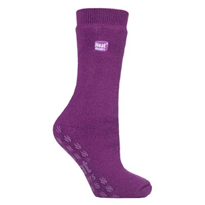 Image of IOMI Heat Holders Mens Ladies Thick 3.1 TOG Warm Non Slip Grip Thermal Slipper Socks for Raynauds (4 8 uk, Violet (Raynauds))