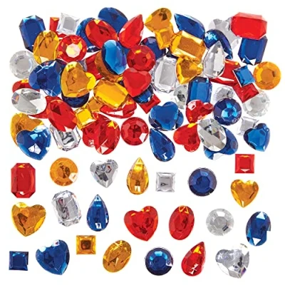 Image of Baker Ross CN121 Large Self Adhesive Acrylic Jewels Pack of 120, Red, White and Blue Arts Crafts Supplies