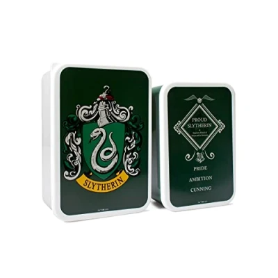 Image of Harry Potter Half Moon Bay Slytherin Snack Box Set of 2 Bento Lunch for Kids Boys Girls Gifts Women