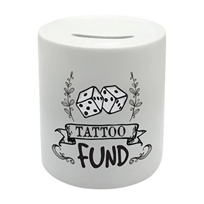 Image of BS033 TATTOO FUND Novelty Gift Printed Ceramic Piggy Bank Money Saving Box