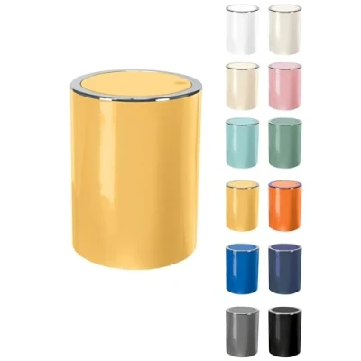 Image of KW &quot;Clappe 5Ltr Plastic Swing Bathroom Bin/Kitchen Bin/Small Waste Bin/Office Bin (Yellow)