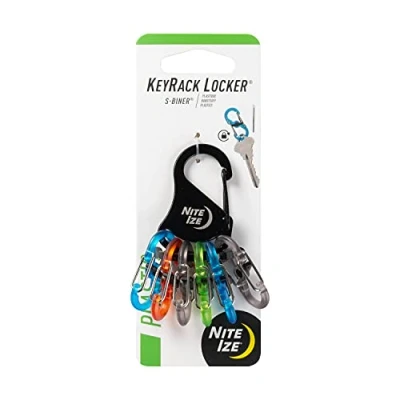 Image of Nite Ize KeyRack Steel S Biner Plastic Key Carabiner Organizer with 6 Biners Keychain Accessories to Hold Keys Securely and Separately