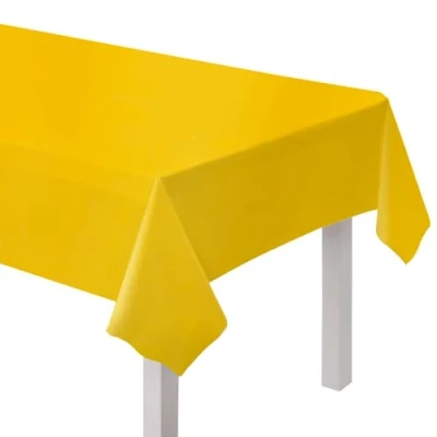 Image of Amscan 9915405 205 Buttercup Yellow Eco Friendly Re usable Plastic Table Cover 2.74m