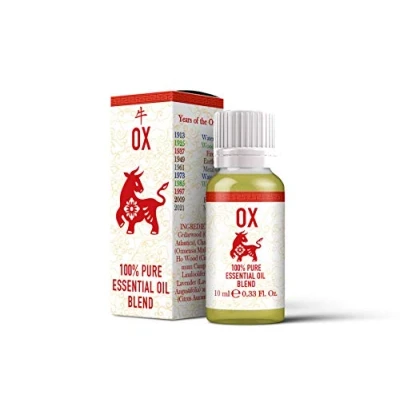 Image of Mystix London Ox Chinese Zodiac Essential Oil Blend 10ml for Diffusers, Aromatherapy &amp; Massage Blends Perfect as a Gift Vegan, GMO Free