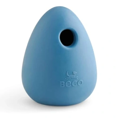 Image of Beco Dog Toy Natural Rubber Boredom Buster Enrichment Toy, Treat Ball Blue