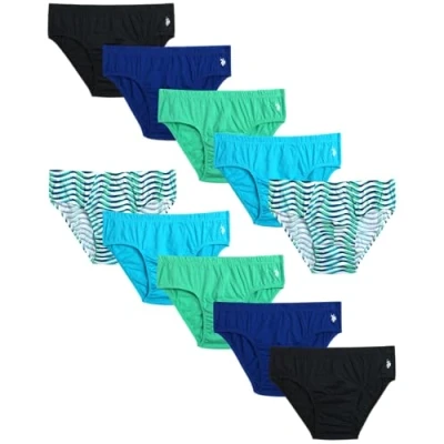 Image of U.S. Polo Assn. Men&#039;s Underwear 10 Pack Low Rise Cotton Comfort Brief Briefs for Men (Sizes: S XL), White Print/Scuba Blue/Jade/Cream, XL