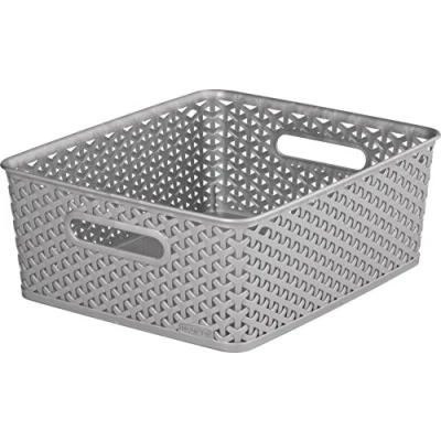 Image of CURVER Rattan Look Stackable Storage M My Style, Silver, Others, 35.5x29.7x13.5cm